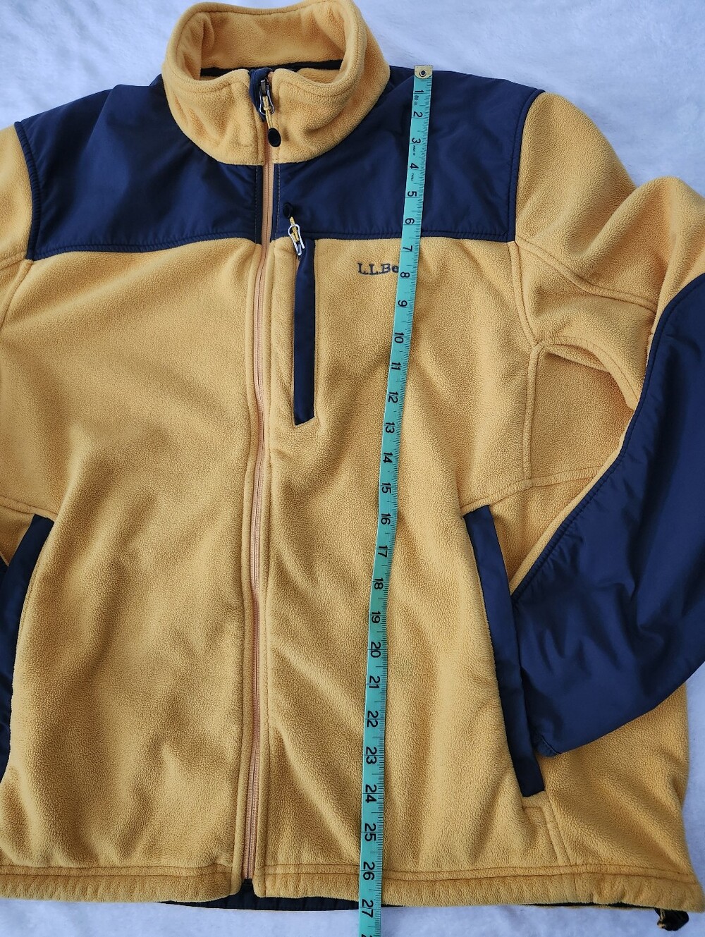 L.L. BEAN Men's Size XL Colorblock Polartec Fleece Sweater Jacket Grey Yellow - Picture 12 of 14